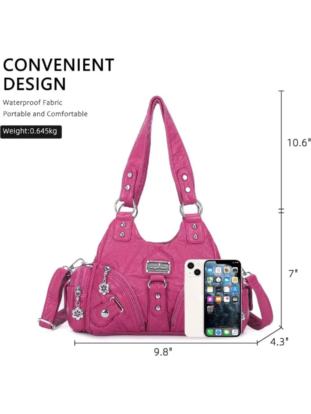 Stylish Small Hobo Shoulder Bag - Vegan Leather Multi-Pocket Tote with Zipper